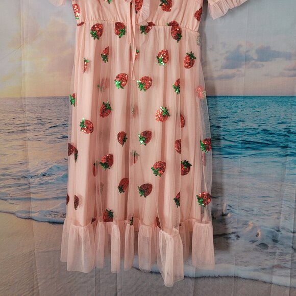 Sequined Strawberry Dress ~ Med - Picture 3 of 3